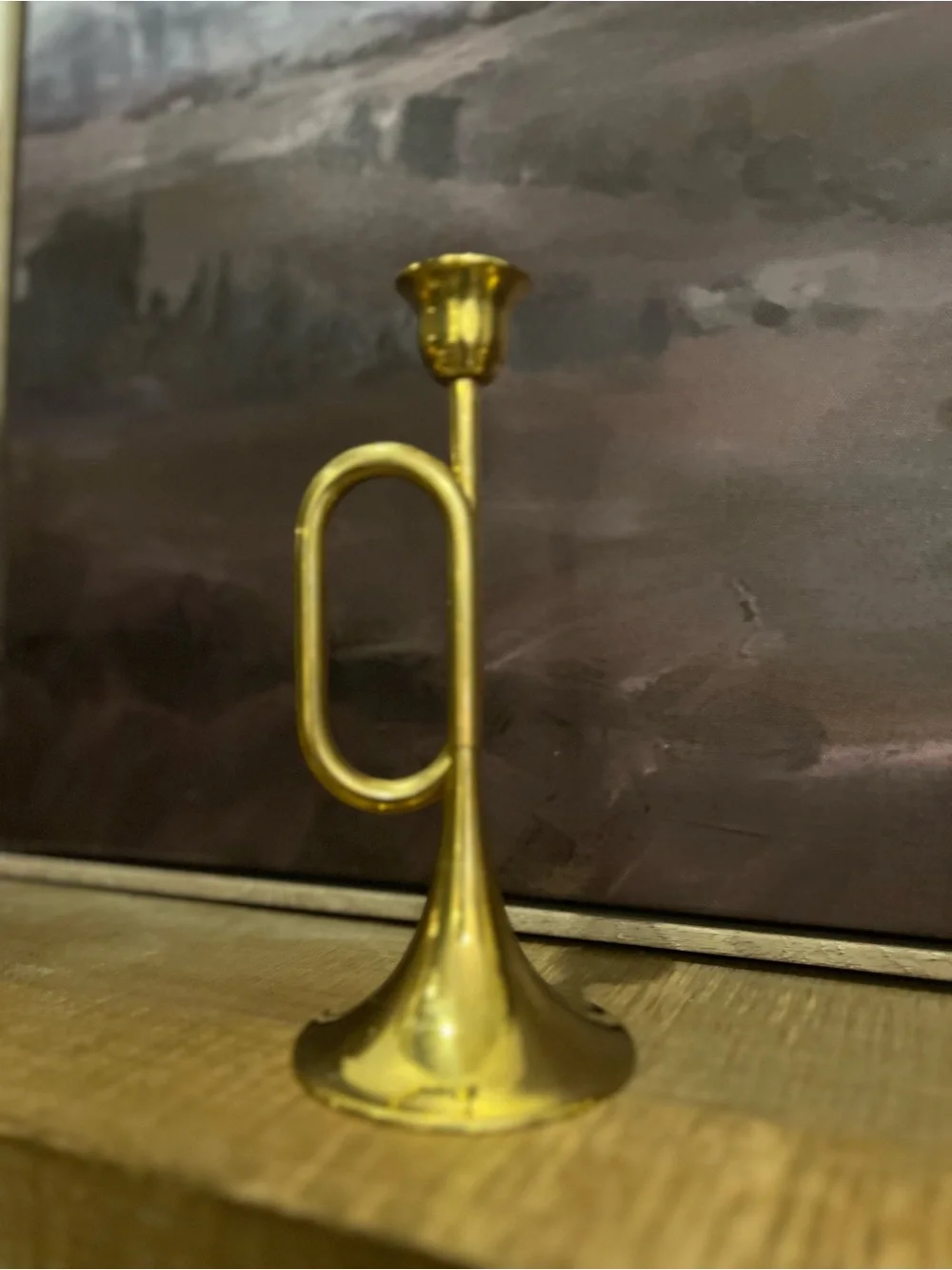 Vintage Silvestri Brass Bugle Horn Candlestick Holders Set of 3